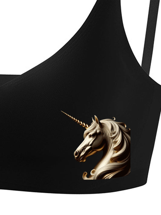 Golden Unicorn Seamless Bra for Women (Front Printing)