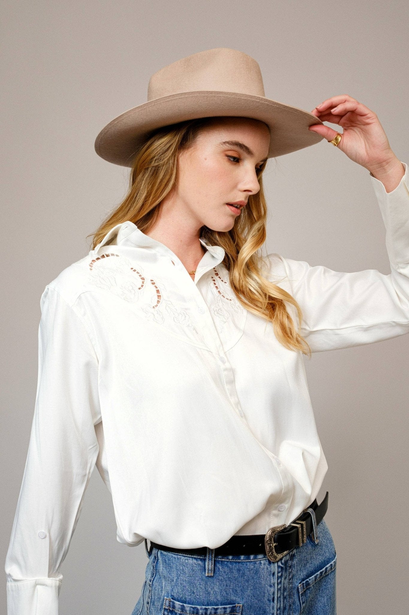 Embroidered Western Yoke Button Up Blouse