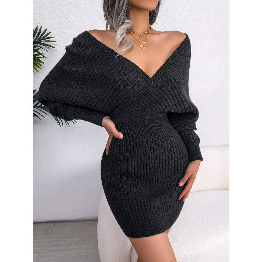 2025 Autumn-Winter Sexy Cross V-neck Bat Skirt