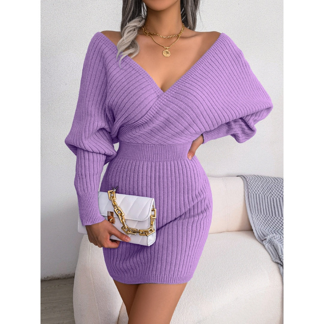 2025 Autumn-Winter Sexy Cross V-neck Bat Skirt